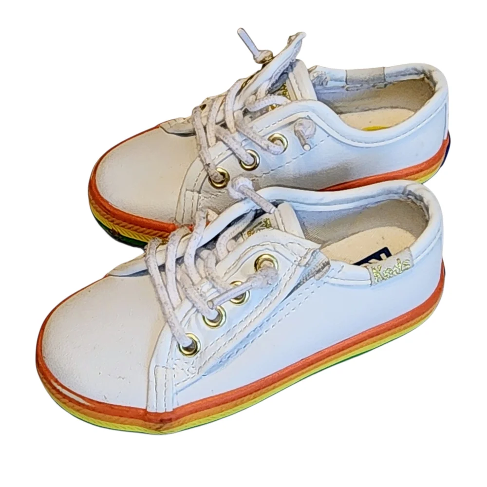 Converse White Sneakers with Rainbow Sole‎